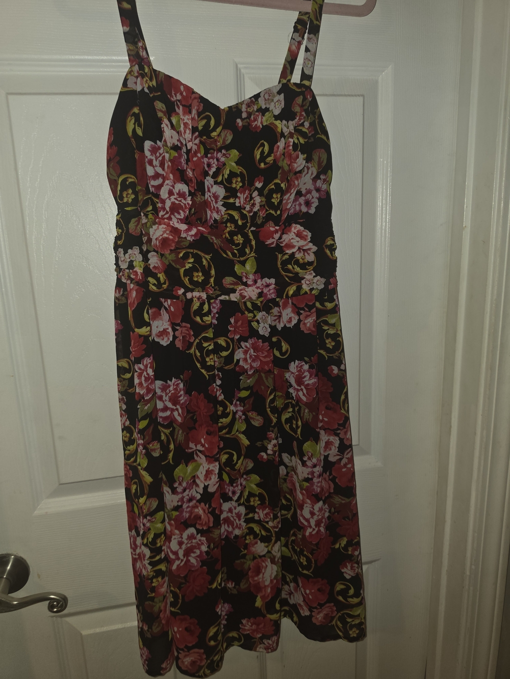 torrid Black Floral Midi Dress with Pink & Green Flowers Size 0 12 14 Sexy Date